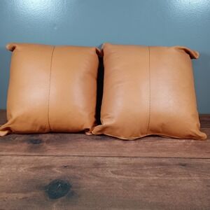 The Citizenry Tan Leather Square Pillow Cover Decorative Couch Throw Accent